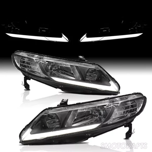 Pair LED DRL Headlights Lamps For 2006-11 Honda Civic FA Sedan 4 Door LH+RH - Image 4